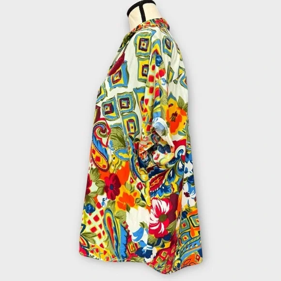 Sasson Vintage Floral Boho Button Down Shirt Blouse Women’s Medium Multicolor - Picture 6 of 9